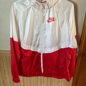 Red and white full zip Nike jacket